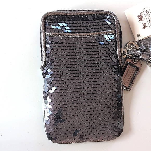 NWT Coach Silver Sequin Wallet Wristlet - Picture 6 of 11